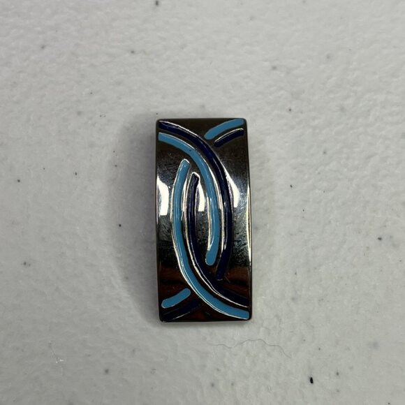 Silver-Tone Abstract Pendant With Blue Enamel Design - Picture 8 of 10